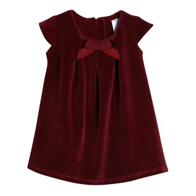 J by Jasper Conran Baby girls' dark red velvet bow applique dress